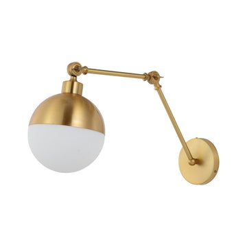 Alba 8"  Mid-Century Modern Arm-Adjustable Iron/Glass LED Sconce - JONATHAN Y